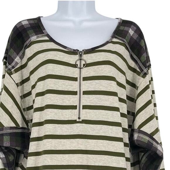 Everlily Rain Blueheaven Long Sleeve Tee Shirt in Grey/Green Size Small - Picture 2 of 7